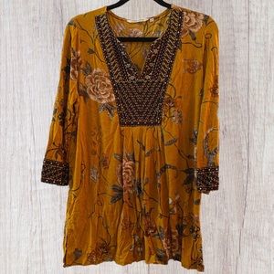 SOFT SURROUNDINGS Etana Floral Embroidered Tunic, size XL
